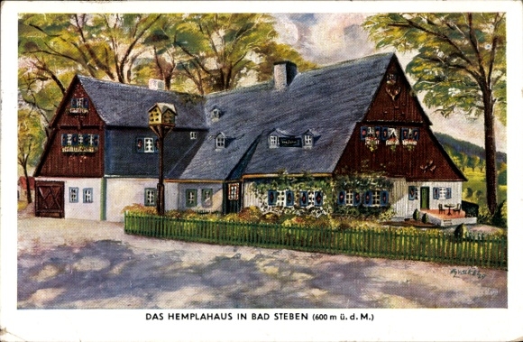 Artist Postcard Völkel, Eg., Bad Steben in the Franconian Forest Bavaria, Hemplahaus