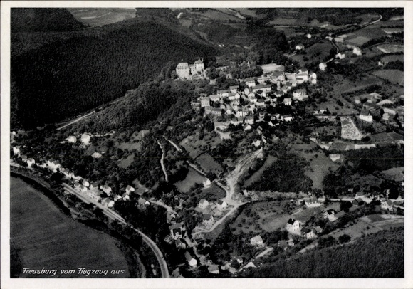 Postcard Freusburg Kirchen an der Sieg, aerial photograph