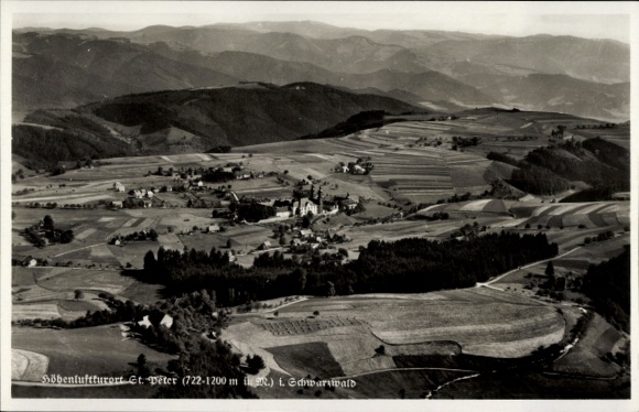 Postcard St. Peter in the Black Forest, aerial photograph