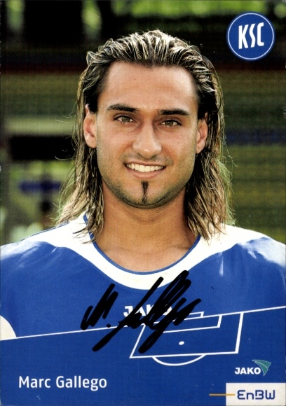 Autogrammkarte Fußballer Marc Gallego, Karlsruher SC, Autogramm