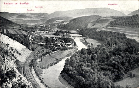 Postcard Saalfeld an der Saale Thuringia, Obernitz, Wetzelstein, Reschwitz