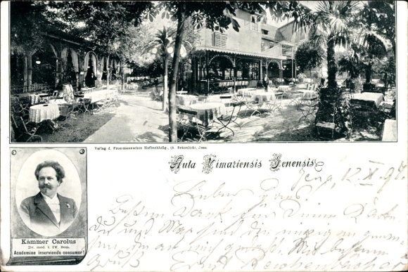Studentika Postcard Jena in Thuringia, Aula Vimariensis Jenensis, Kämmer Carolus