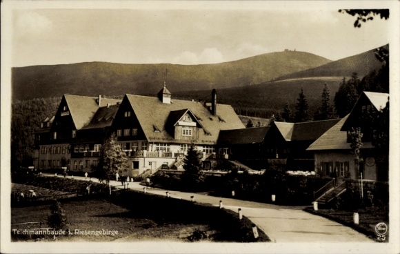 Postcard Karpacz Krummhübel Giant Mountains Silesia, Berghotel Teichmannbaude