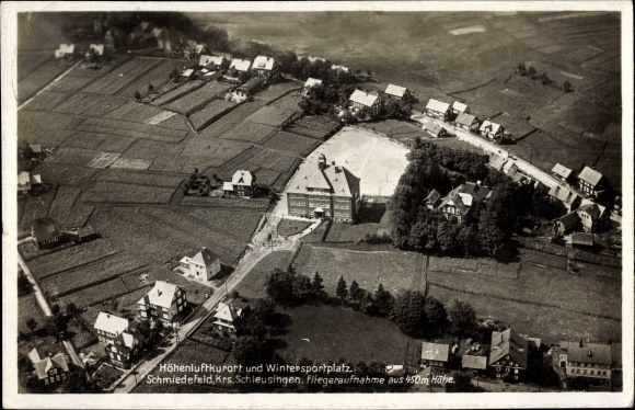 PC Schmiedefeld am Rennsteig Suhl Thuringia, view of the place, aerial photo