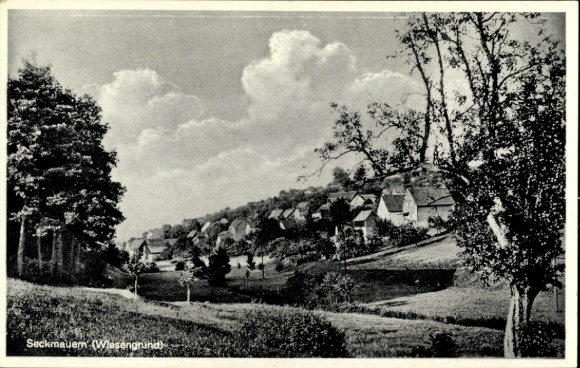 Postcard Seckmauern Lützelbach in the Odenwald Hesse, partial view
