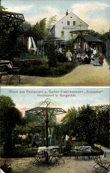 Ak Heiersdorf Burgstädt in Sachsen, Restaurant u. Gartenetablissement Brausetal v. Walter Kressner
