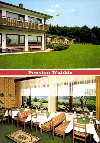Ansichtkaart Neuenkirchen Vörden in Nedersaksen, Pension Wahlde, binnenaanzicht, eigendom van M. Jans Wenstrup