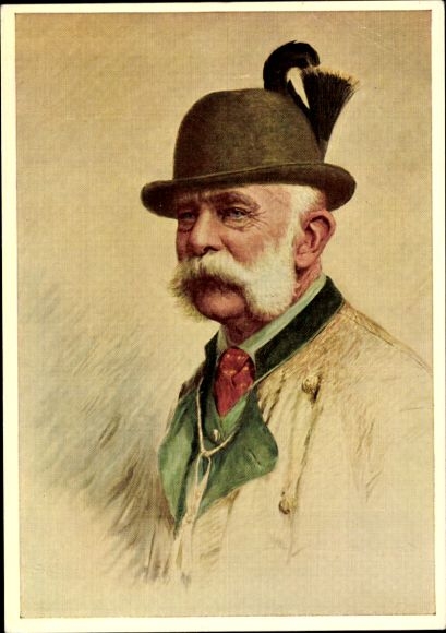 Ak Kaiser Franz Josef als Jäger, color