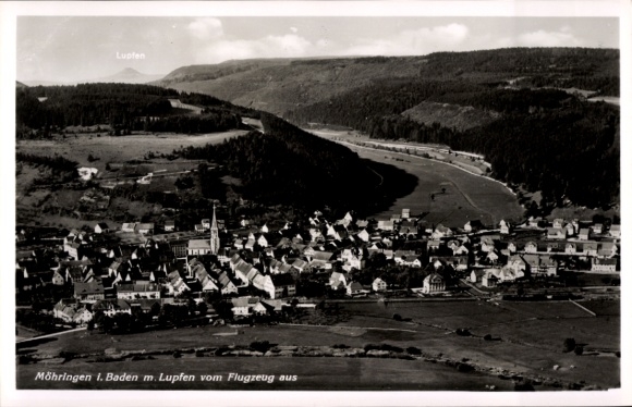 Postcard Möhringen in Baden Tuttlingen, Lupfen, aerial photograph