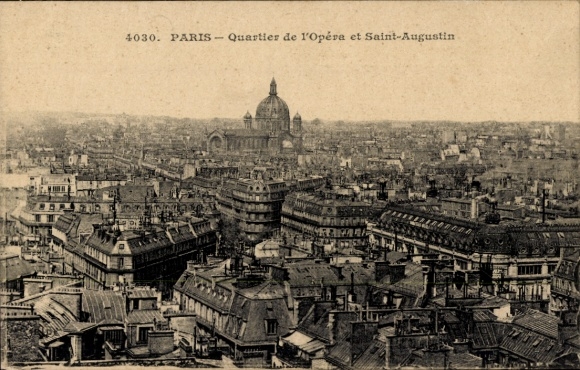 Postcard Paris IX Opéra, Opera District and Saint-Augustin
