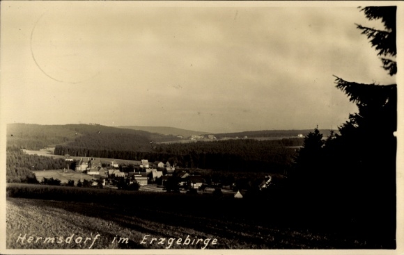 Postcard Hermsdorf in the Ore Mountains, general view