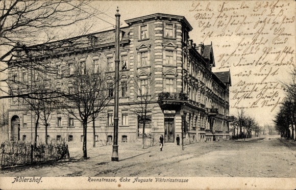 Postcard Berlin Treptow Adlershof, Roonstraße corner Auguste Viktoria Straße