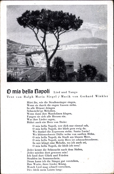 Song Postcard Napoli Neapel Campania, O mia bella Napoli, Ralph Maria Siegel, Gerhard Winkler