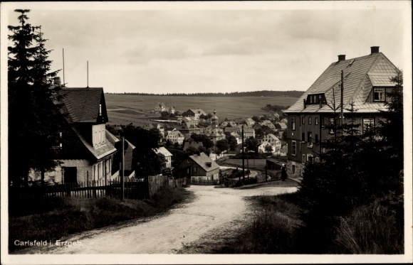 Postcard Carlsfeld Eibenstock in the Ore Mountains, view of the town