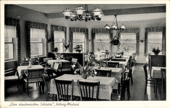 Postcard Kettwig Essen in the Ruhr area, To the academic shoemaker, dining room