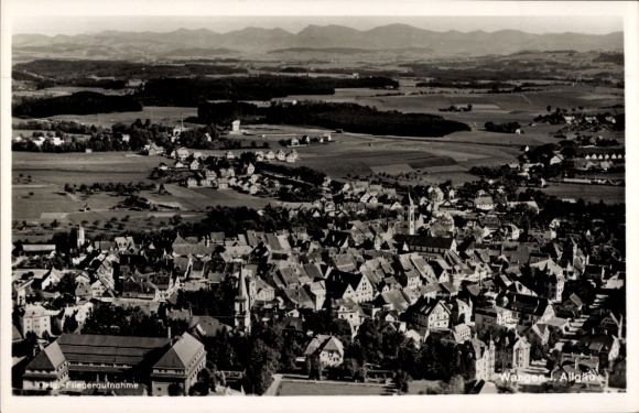 Postcard Wangen im Allgäu, aerial photograph
