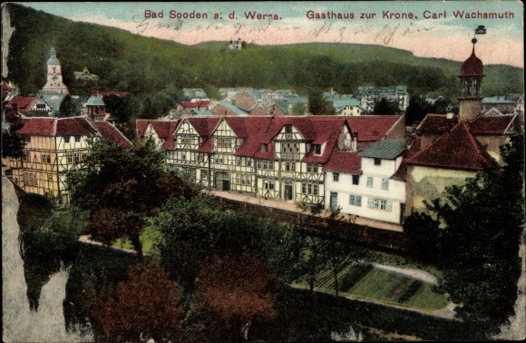 KP Bad Sooden Allendorf nad Werra Hesse, widok na miasto, Gasthaus zur Krone