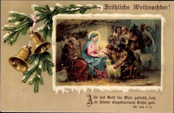 Ak Glückwunsch Weihnachten, Heilige Familie, Christkind, Glocken