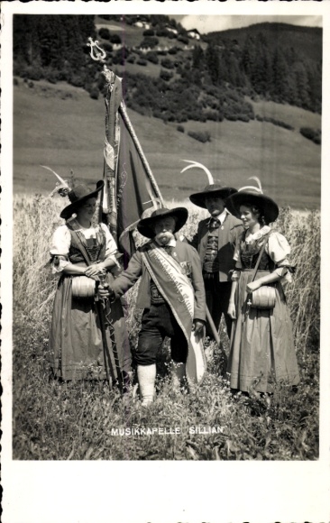 Postcard Music Band Sillian, folk costumes