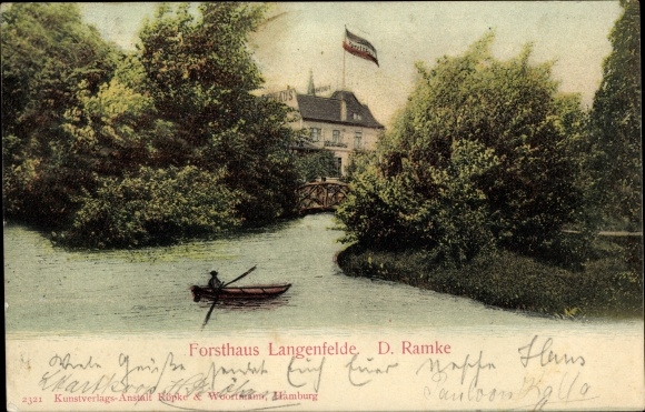 Ak Hamburg Eimsbüttel Langenfelde, Forsthaus, Bootspartie