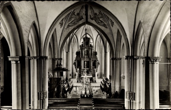 Postcard Lippstadt in Westphalia, Marienkirche, interior view