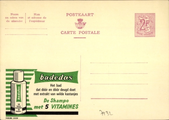 Ganzsachen Ak Belgien, Reklame, Badedas Shampoo