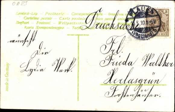 Passepartout Postcard congratulations Pentecost, forget-me-not, lucky clover