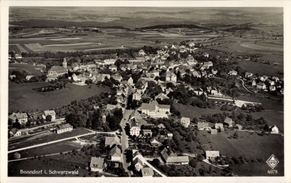 Postcard Bonndorf in the Black Forest, aerial photograph