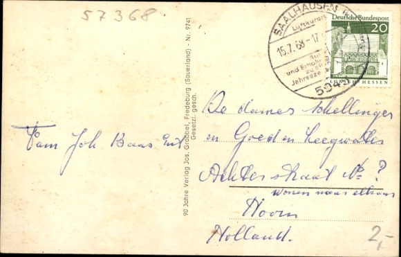 Postcard Saalhausen Lennestadt in Sauerland, total view