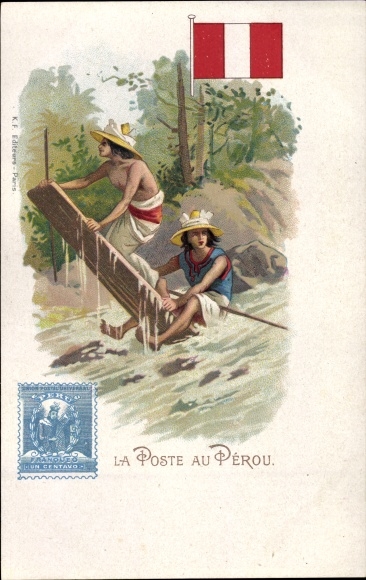 Postzegels litho Peru, La Poste au Perou, Rivier, Vlot