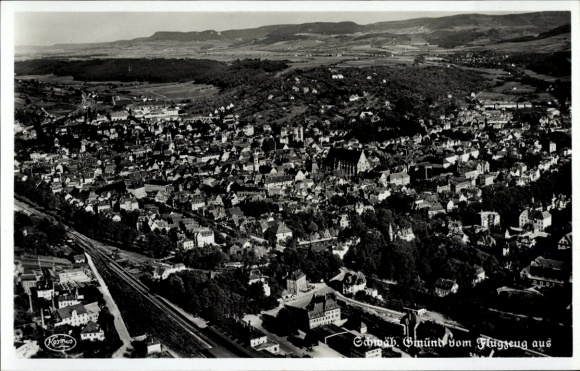 Postcard Schwäbisch Gmünd in Württemberg, aerial photograph