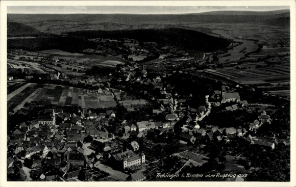 Postcard Flehingen Oberderdingen in Baden, aerial photograph, village view, aircraft photograph, landscape