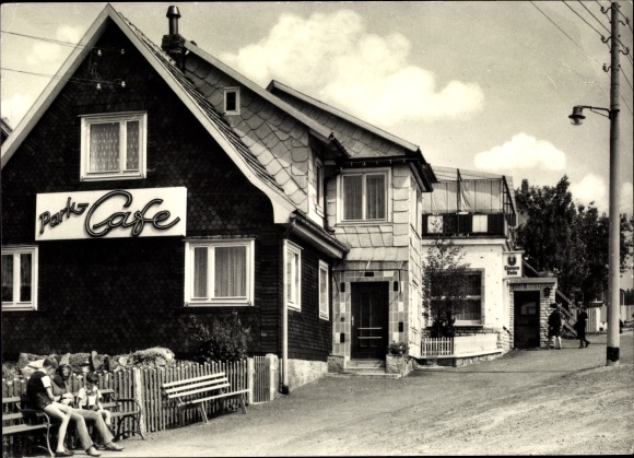 Postcard Hinterrod Eisfeld Thüringen, Park Cafe, HO dining restaurant