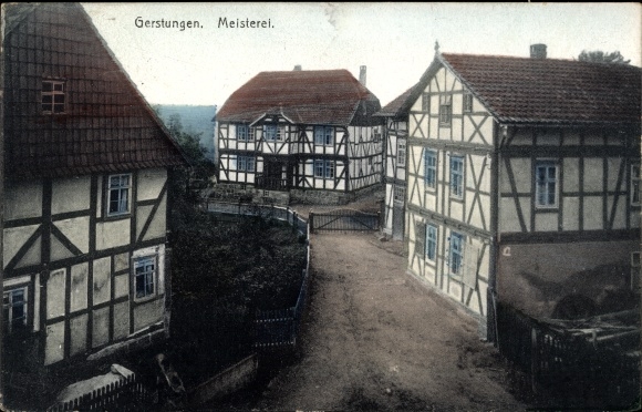 Postcard Gerstungen in Thuringia, workshop, half-timbered houses