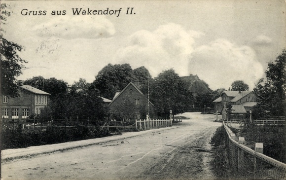 Ak Wakendorf II Kreis Segeberg, Gruss aus  ländliche Szene, Straße, Häuser