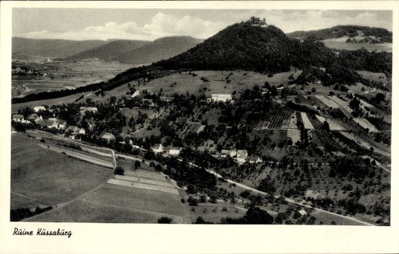 Ak Küßnach Küssaberg im Klettgau, Ruine Küssabürg, Fliegeraufnahme