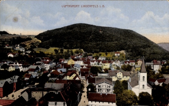 Postcard Lindenfels in the Odenwald, local overview