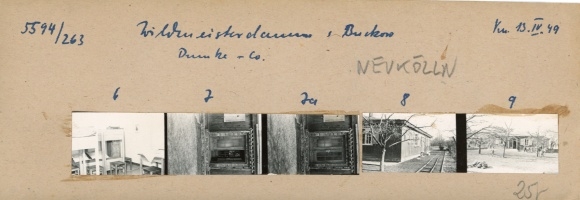 Contact print photos Berlin Neukölln Buckow, Wildmeisterdamm, Dunke & Co., 5 photos approx. 4x2 cm