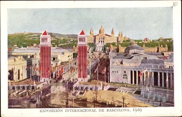 Postcard Barcelona Catalonia Spain, World Exhibition 1929, entrance
