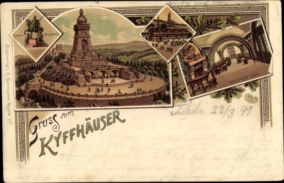 Litho Steinthaleben Kyffhäuserland in Thüringen, Kyffhäuser, Kaiser Wilhelm Denkmal, Barbarossasaal