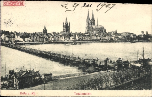 Postcard Cologne on the Rhine, general view