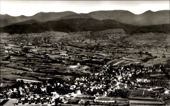 Postcard Buggingen in Markgräflerland Baden, aerial photograph
