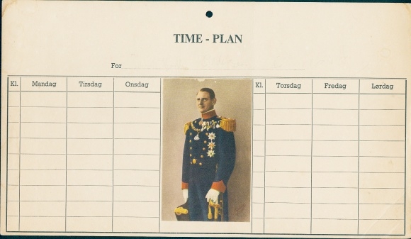 Timetable with photo of King Frederik IX of Denmark around 1950