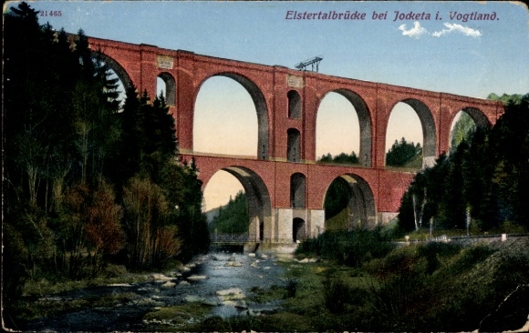 Postcard Jocketa Pöhl Vogtland, Elstertal Bridge, railway bridge over the Elster Valley near Jocketa in the Vogtland...