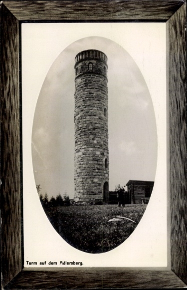 Passepartout Postcard Suhl, tower on the Adlersberg