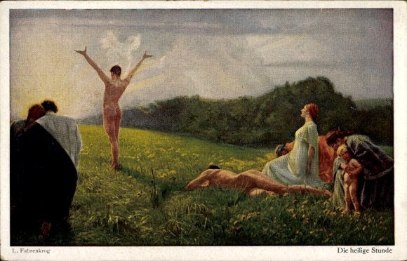 Artist Postcard Fahrenkrog, Ludwig, The Holy Hour, Wiechmann Picture Card No. 301