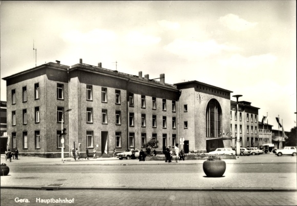 Postcard Gera in Thuringia, main station