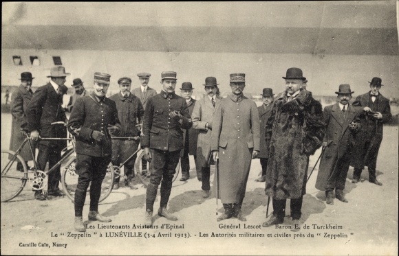 PC Luneville Meurthe et Moselle, Zeppelin in the city 1913, General Lescot, Baron E. de Turckheim