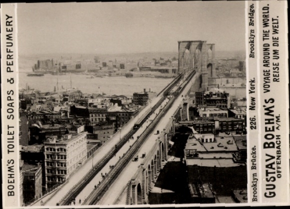 Photo New York City USA, Brooklyn Bridge, advertising Boehm's Toilet Soap