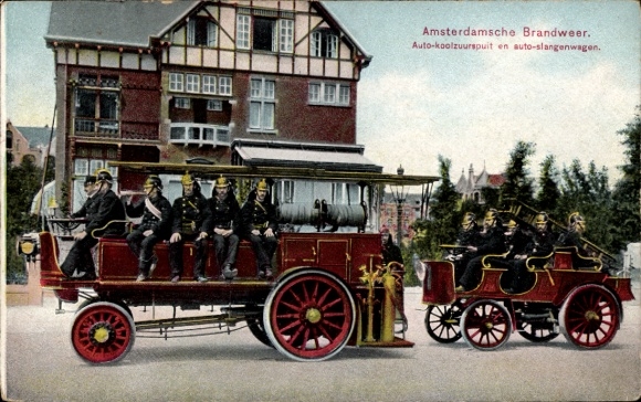 Postcard Amsterdam North Holland Netherlands, Amsterdamsche Brandweer, Auto koolzuurspuit